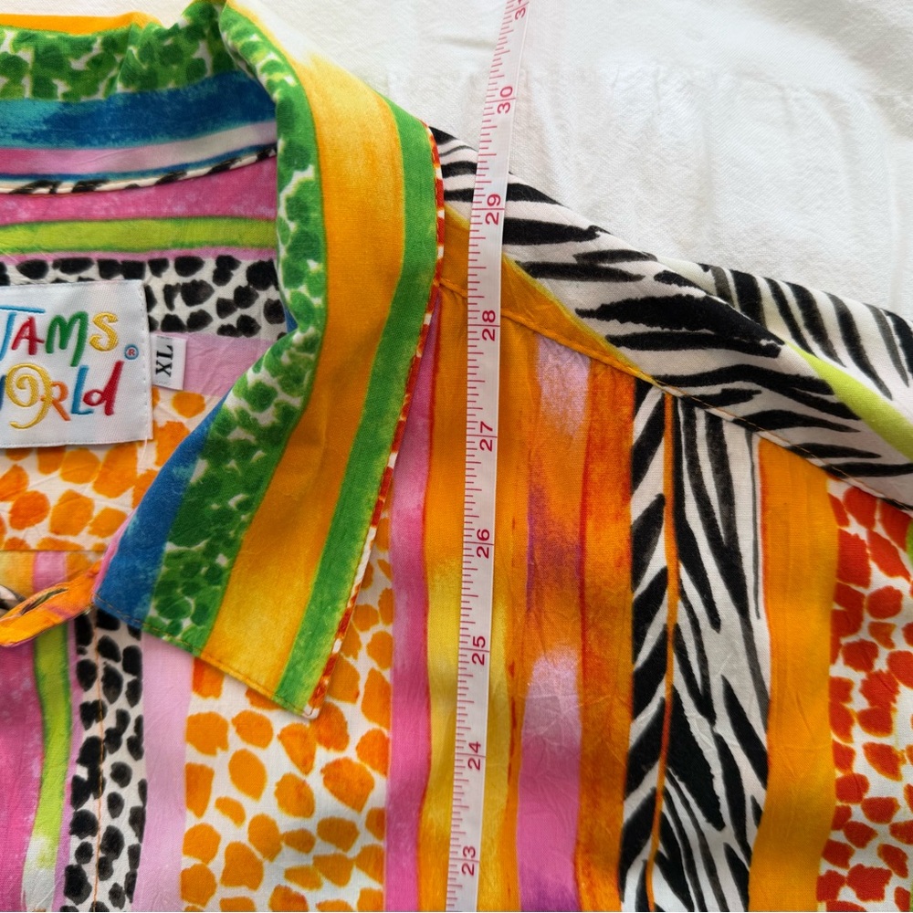 RARE Jams World Hawaiian Aloha Men's Shirt, XL “Wild” Animal Print Stripes. EUC - Picture 7 of 8